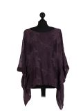 Italian Embroidered Silk Tunic Top-Mauve