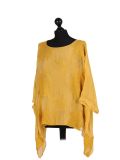 Italian Embroidered Silk Tunic Top-Mustard side