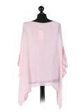 talian Embroidered Silk Tunic Top -Pink back
