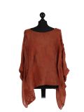Italian Embroidered Silk Tunic Top-Rust
