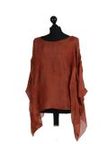 Italian Embroidered Silk Tunic Top-Rust side