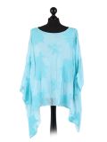 talian Embroidered Silk Tunic Top -Turquoise