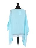 talian Embroidered Silk Tunic Top -turquoise back