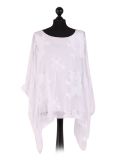 talian Embroidered Silk Tunic Top -White