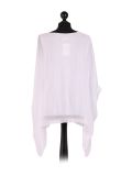 talian Embroidered Silk Tunic Top -White back