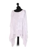 talian Embroidered Silk Tunic Top -White side