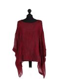 Italian Embroidered Silk Tunic Top-wine