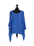 Italian Embroidered Silk Tunic Top -Royal Blue