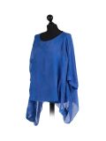 Italian Embroidered Silk Tunic Top -Royal Blue side