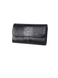 Italian Faux Croc Handmade Leather Clutch Bag-Black side
