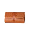 Italian Faux Croc Handmade Leather Clutch Bag-Camel side