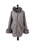 Italian Faux Fur Cape And Sleeves Hooded Lagenlook Jacket-beige