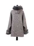 Italian Faux Fur Cape And Sleeves Hooded Lagenlook Jacket-Beige back