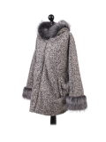 Italian Faux Fur Cape And Sleeves Hooded Lagenlook Jacket-Beige side