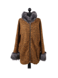 Italian Faux Fur Cape And Sleeves Hooded Lagenlook Jacket-Mustard