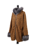 Italian Faux Fur Cape And Sleeves Hooded Lagenlook Jacket-Mustard side
