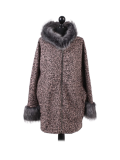 Italian Faux Fur Cape And Sleeves Hooded Lagenlook Jacket-Pink