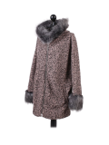 Italian Faux Fur Cape And Sleeves Hooded Lagenlook Jacket-Pink side