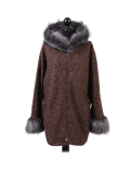 Italian Faux Fur Cape And Sleeves Hooded Lagenlook Jacket-Rust