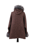 Italian Faux Fur Cape And Sleeves Hooded Lagenlook Jacket-Rust back