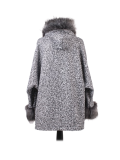 Italian Faux Fur Cape And Sleeves Hooded Lagenlook Jacket-Silver back