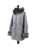 Italian Faux Fur Cape And Sleeves Hooded Lagenlook Jacket-Silver side