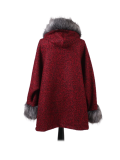Italian Faux Fur Cape And Sleeves Hooded Lagenlook Jacket-wine back