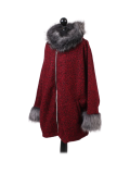 Italian Faux Fur Cape And Sleeves Hooded Lagenlook Jacket-WIne side