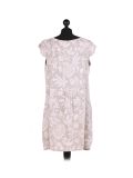 Italian Floral Print Cap Sleeves Lagenlook Linen Top-Beige back