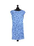 Italian Floral Print Cap Sleeves Lagenlook Linen Top-Denim back