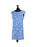 Italian Floral Print Cap Sleeves Lagenlook Linen Top-Denim side