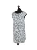 Italian Floral Print Cap Sleeves Lagenlook Linen Top-Kahki side
