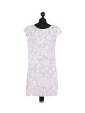 Italian Floral Print Cap Sleeves Lagenlook Linen Top-Light grey