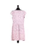 Italian Floral Print Cap Sleeves Lagenlook Linen Top-Pink back