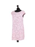 Italian Floral Print Cap Sleeves Lagenlook Linen Top-Pink side