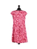 Italian Floral Print Cap Sleeves Lagenlook Linen Top-Wine back