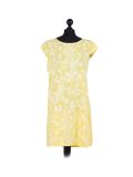 Italian Floral Print Cap Sleeves Lagenlook Linen Top-Yellow