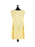 Italian Floral Print Cap Sleeves Lagenlook Linen Top-Yellow back
