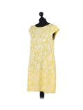 Italian Floral Print Cap Sleeves Lagenlook Linen Top-Yellow side