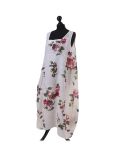 Italian Floral Print Sleeveless Linen Lagenlook Dress-White side