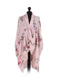 Italian Floral Print Wrap Over Oversized Lagenlook Cotton Top-pink