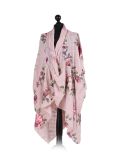 Italian Floral Print Wrap Over Oversized Lagenlook Cotton Top-pink side