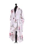 Italian Floral Print Wrap Over Oversized Lagenlook Cotton Top-white side