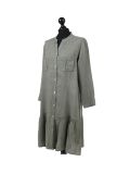 Italian Front Buttons and Pockets Plain Linen Lagenlook Dress-Khaki side