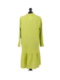 Italian Front Buttons and Pockets Plain Linen Lagenlook Dress-Lime back
