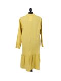 Italian Front Buttons and Pockets Plain Linen Lagenlook Dress-Mustard back