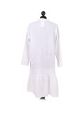 Italian Front Buttons and Pockets Plain Linen Lagenlook Dress-White back