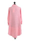 Italian Front Buttons Plain Linen Lagenlook Top-Coral back