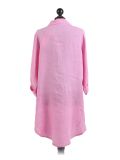 Italian Front Buttons Plain Linen Lagenlook Top-Fuchsia back