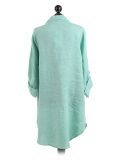 Italian Front Buttons Plain Linen Lagenlook Top-Green back
